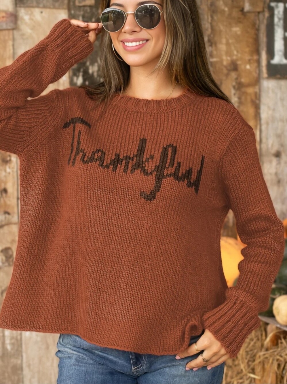 Wooden Ships Thankful Sweater Size M/L